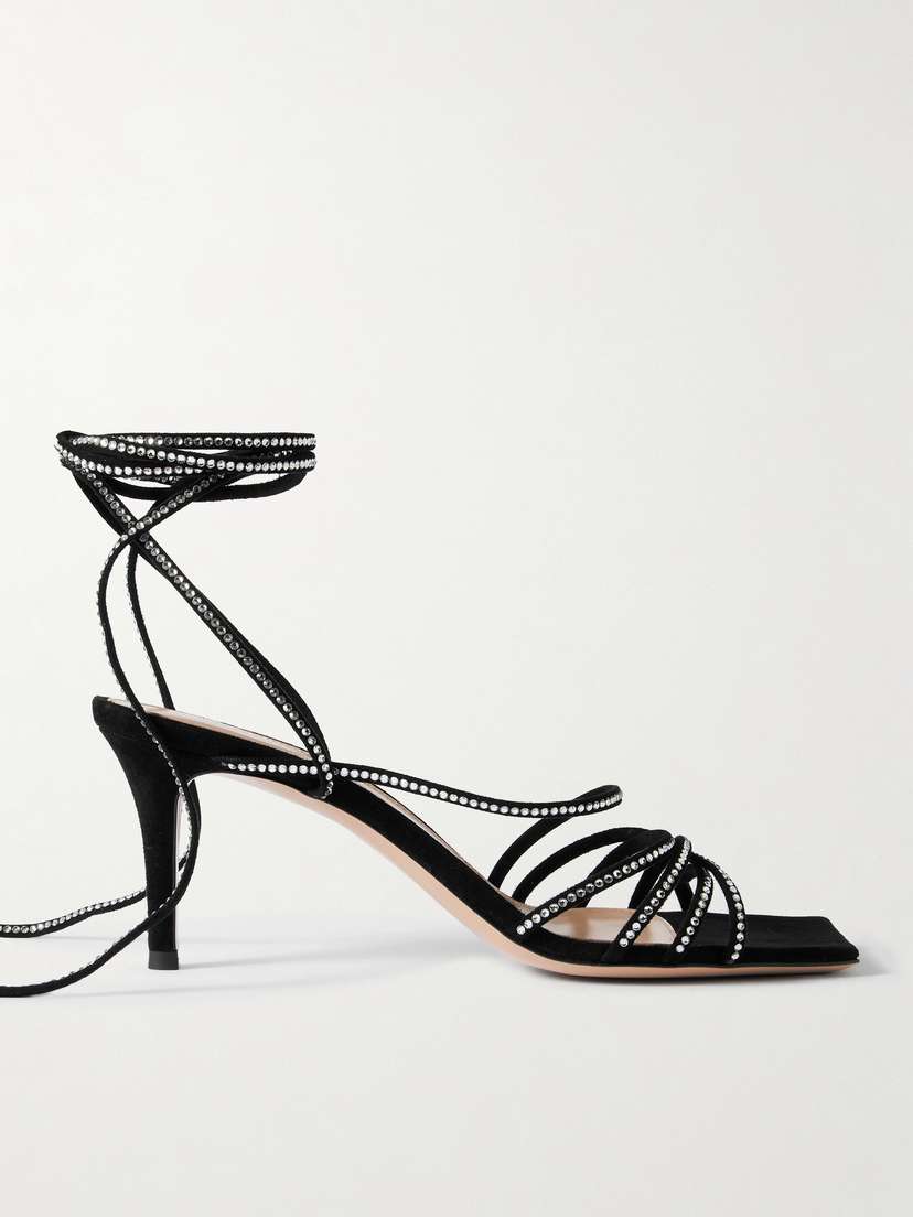 Gianvito Rossi 75 Crystal-embellished Suede Sandals