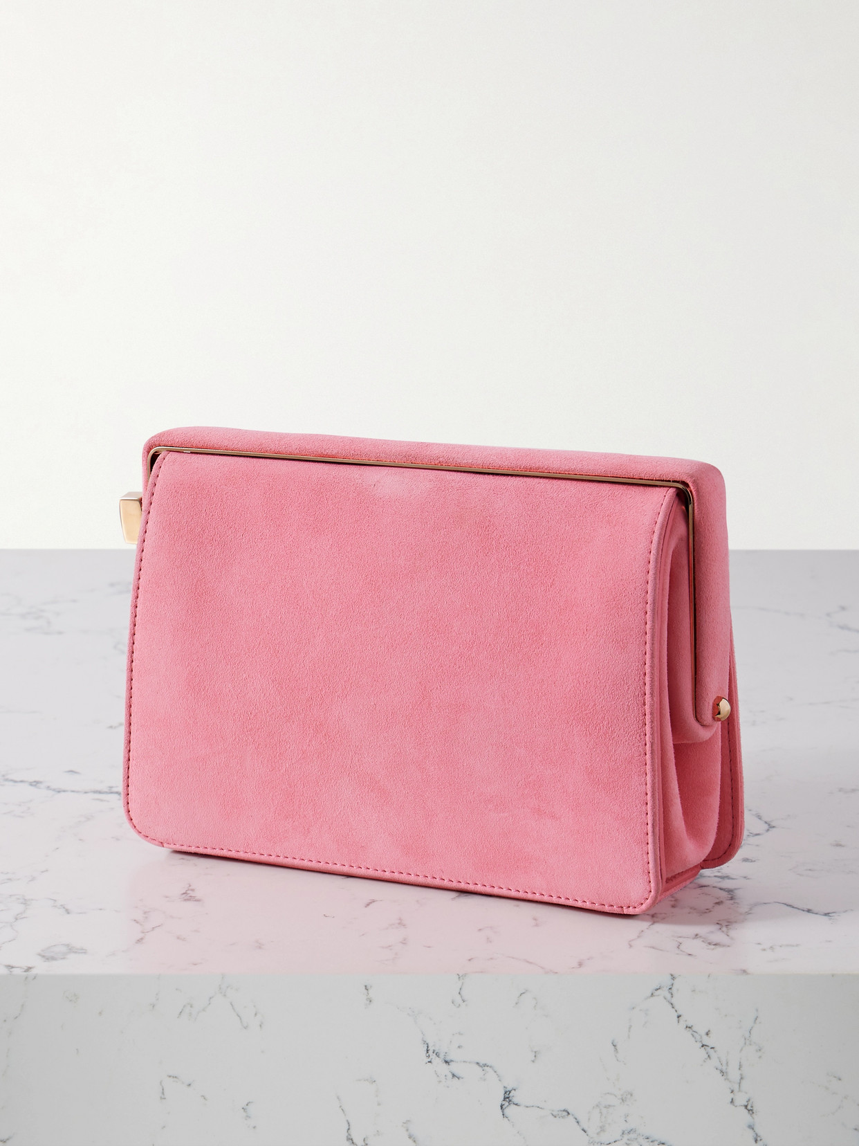 Gabriela Hearst Carrington Suede Clutch In Pink