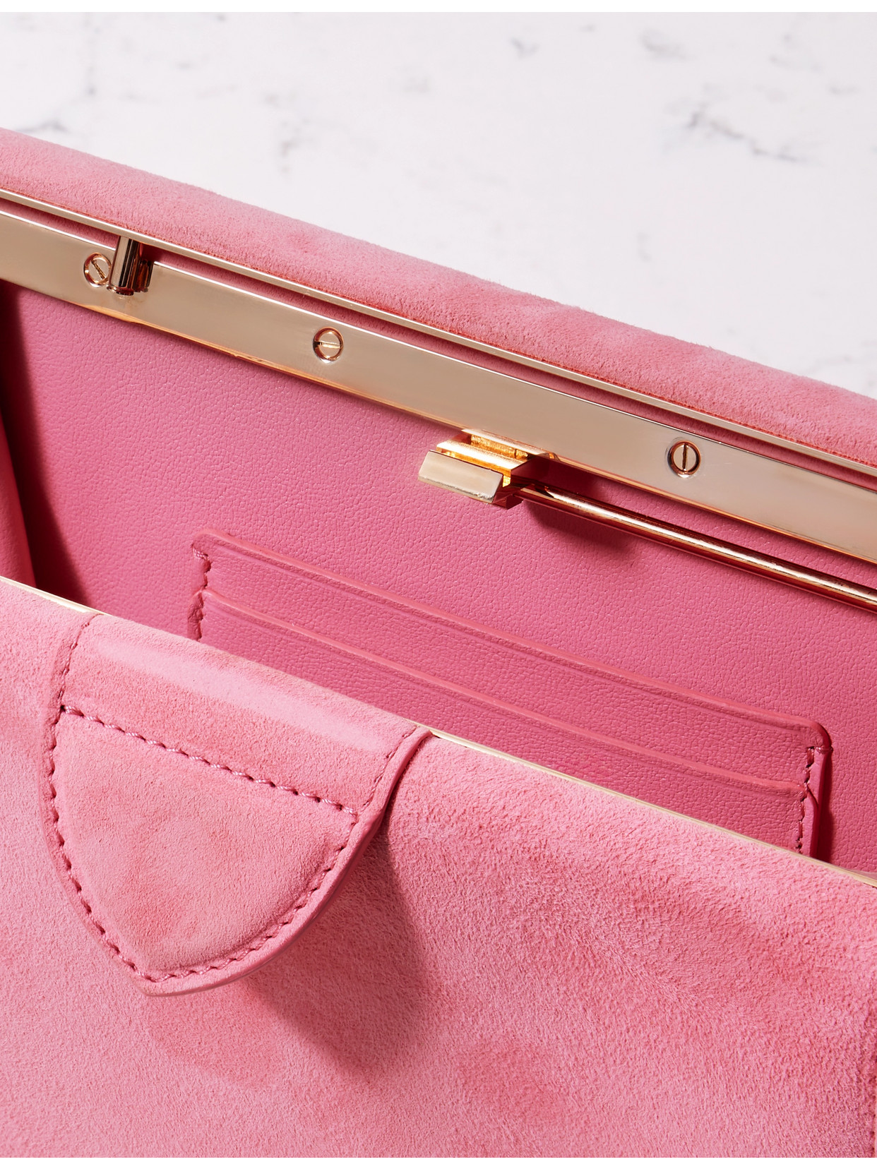 Gabriela Hearst Carrington Suede Clutch In Pink