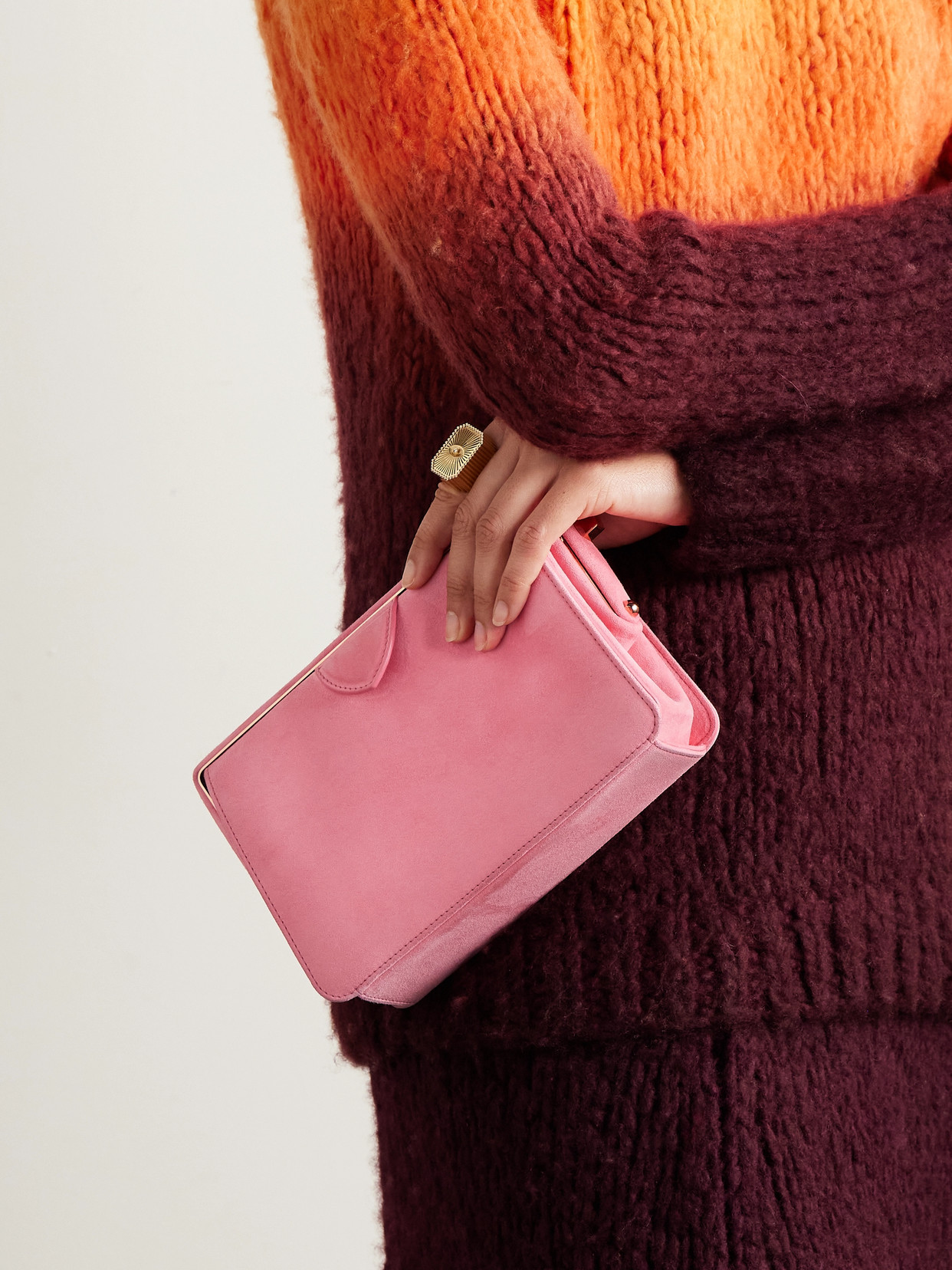 Gabriela Hearst Carrington Suede Clutch In Pink
