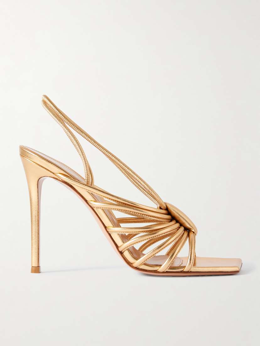Gianvito Rossi Hellen 105 Metallic Leather Slingback Sandals