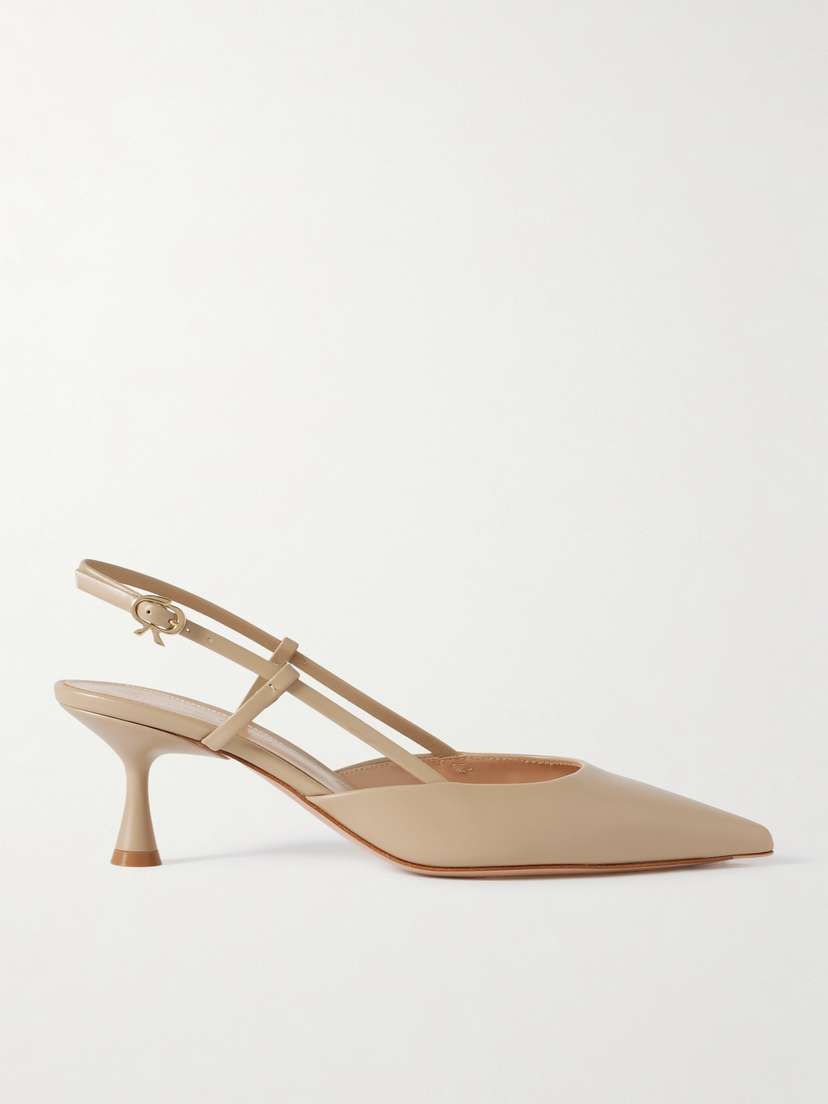 Gianvito Rossi Ascent 55 Leather Slingback Pumps