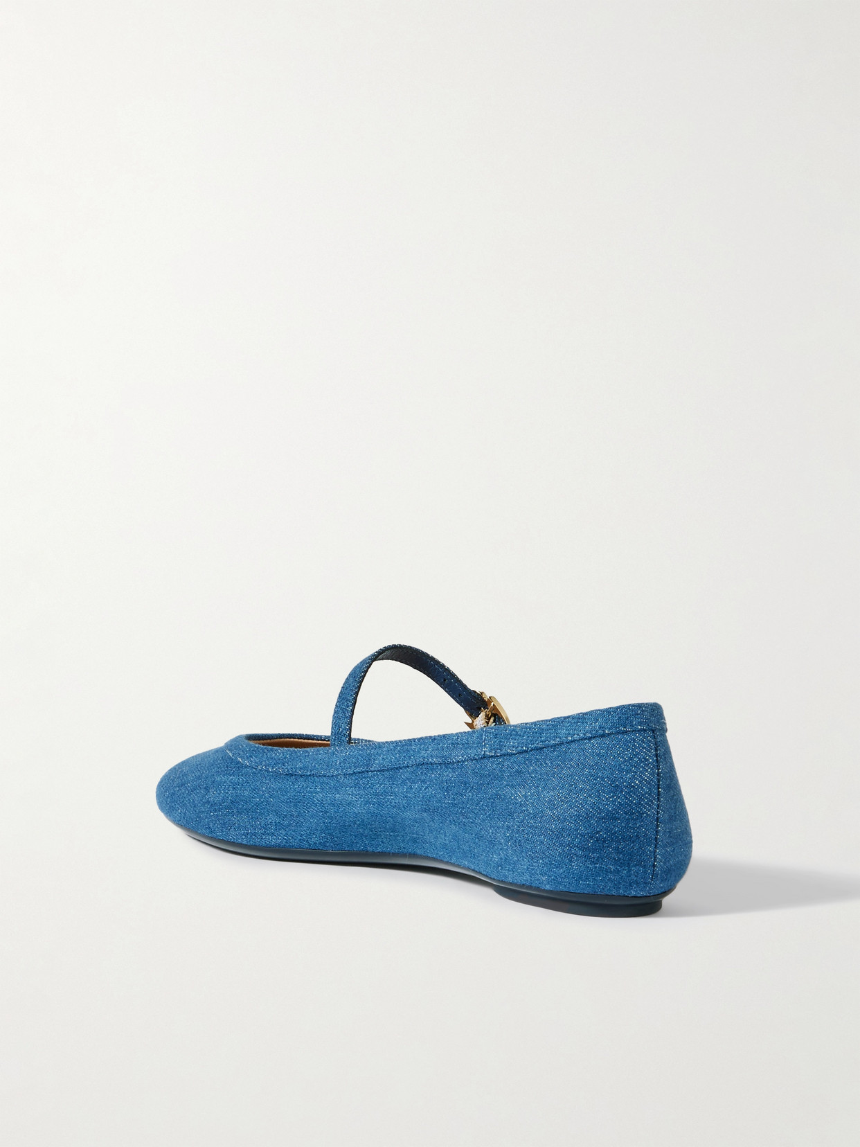 Gianvito Rossi Carla Flat Ballerinas In Blue Denim In Blue