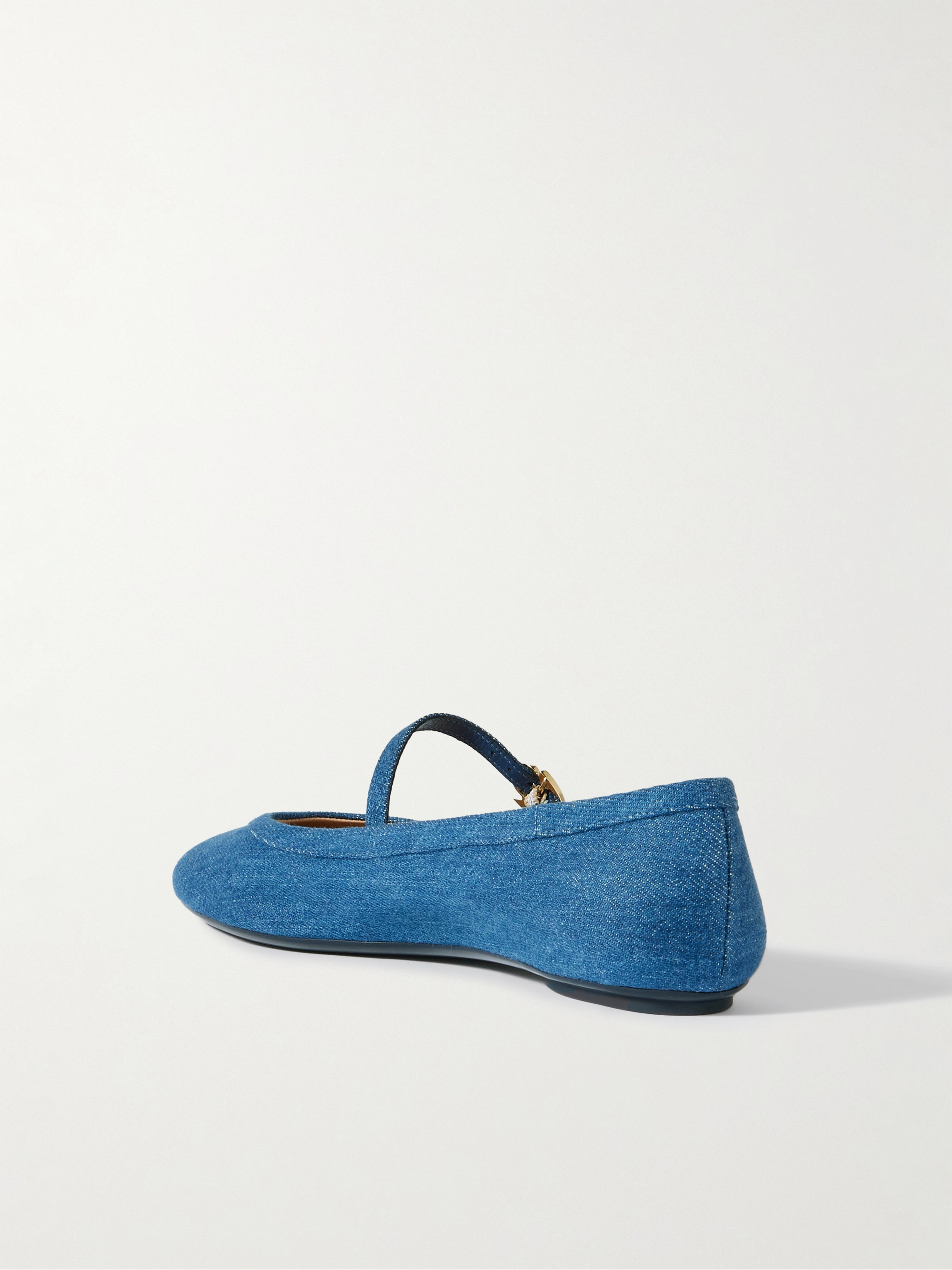 GIANVITO ROSSI Carla denim Mary Jane ballet flats