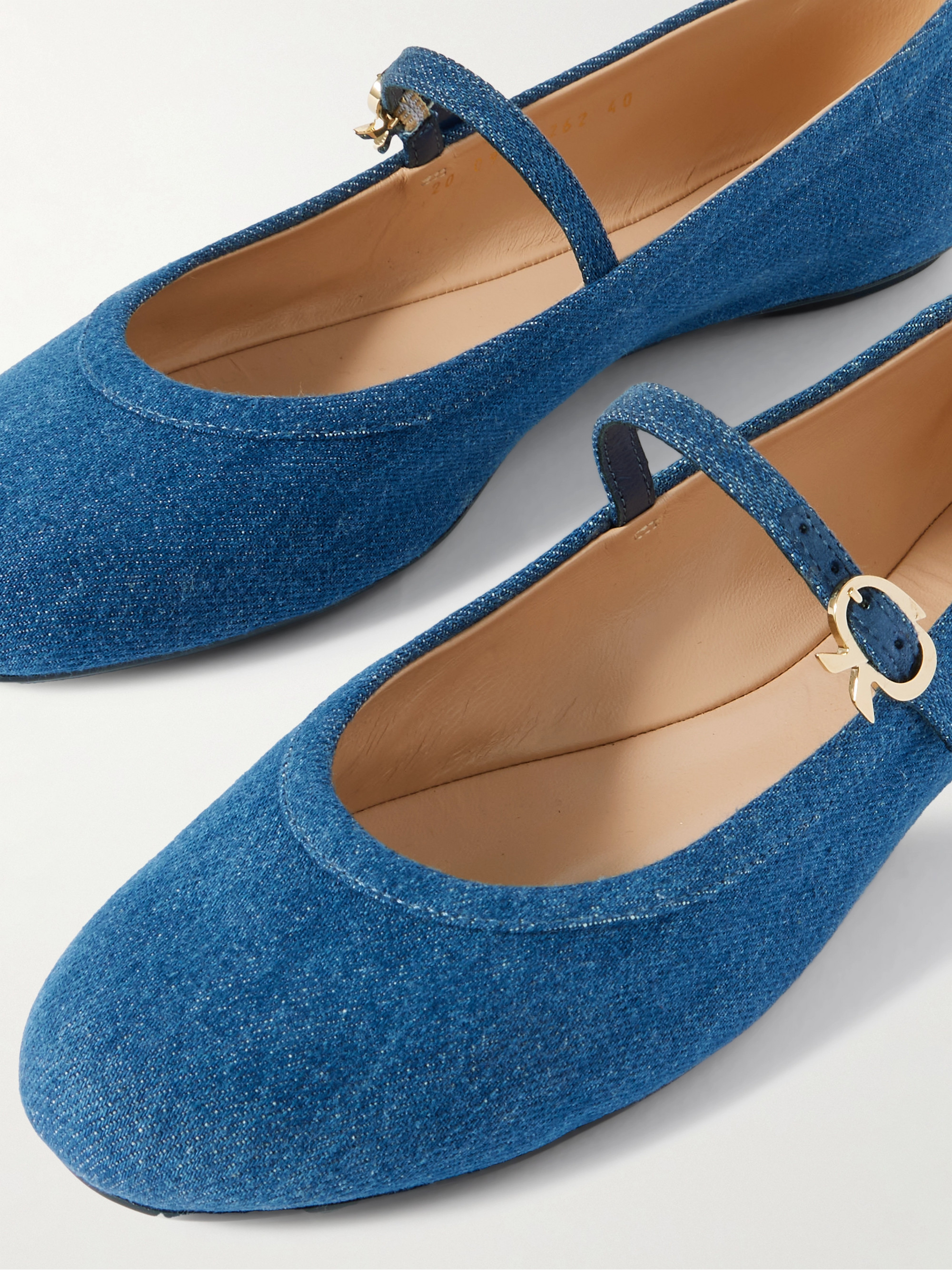 GIANVITO ROSSI Carla denim Mary Jane ballet flats