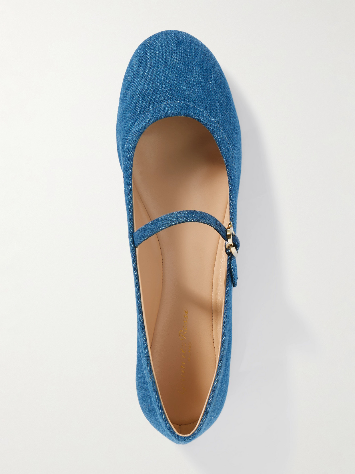 Gianvito Rossi Carla Flat Ballerinas In Blue Denim In Blue