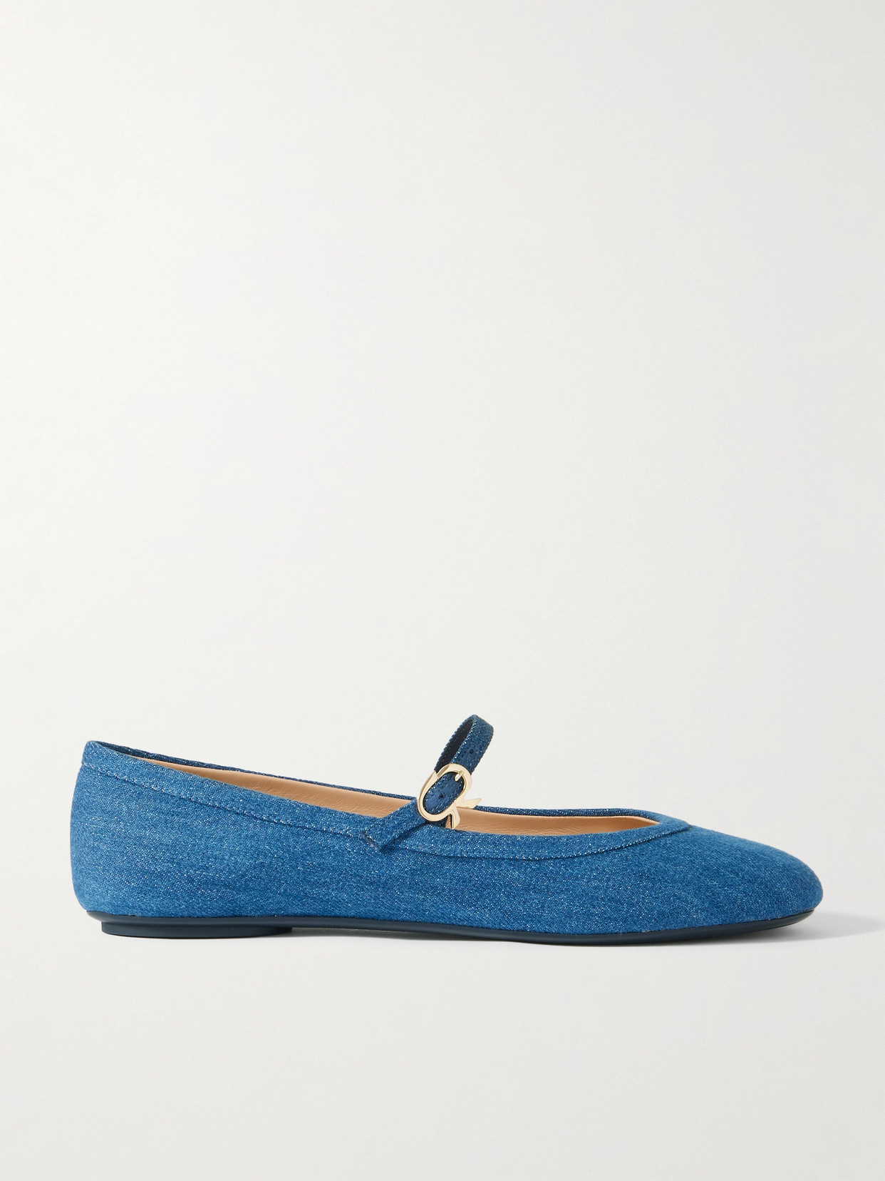 Gianvito Rossi Carla Flat Ballerinas In Blue Denim In Blue