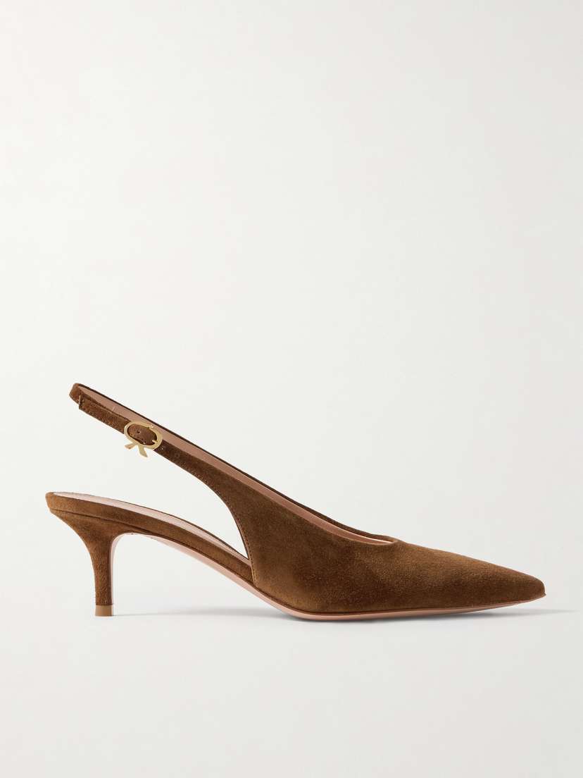 Gianvito Rossi Robbie 45 Suede Slingback Pumps