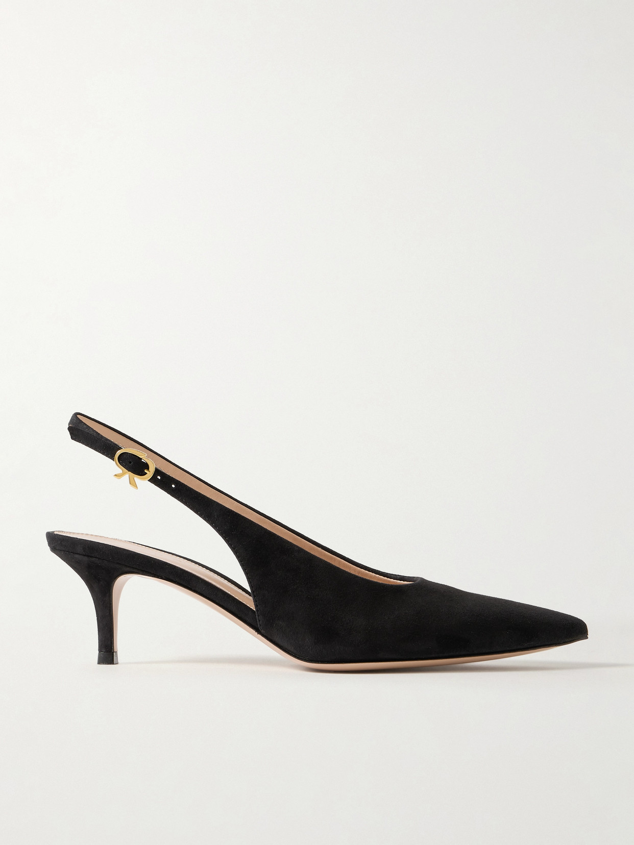 Gianvito Rossi Robbie 45 Suede Slingback Pumps In Black