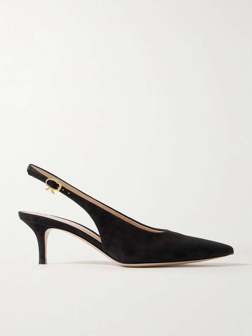 Gianvito Rossi Robbie 45 Suede Slingback Pumps