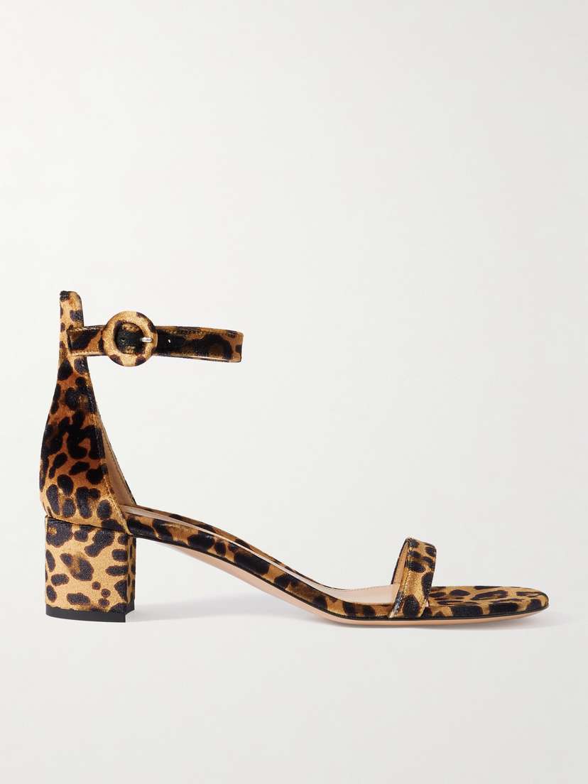 Gianvito Rossi Gaeta 45 Leopard-print Velvet Sandals