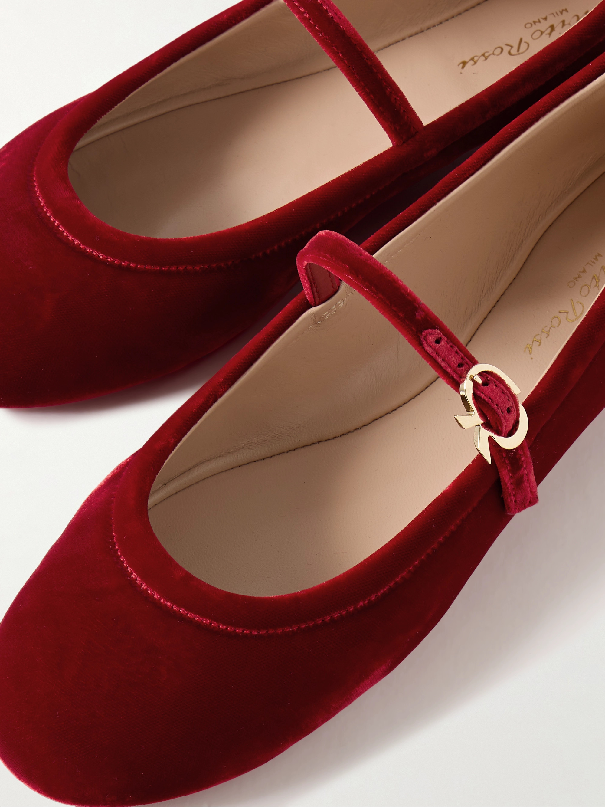 GIANVITO ROSSI Carla velvet Mary Jane ballet flats