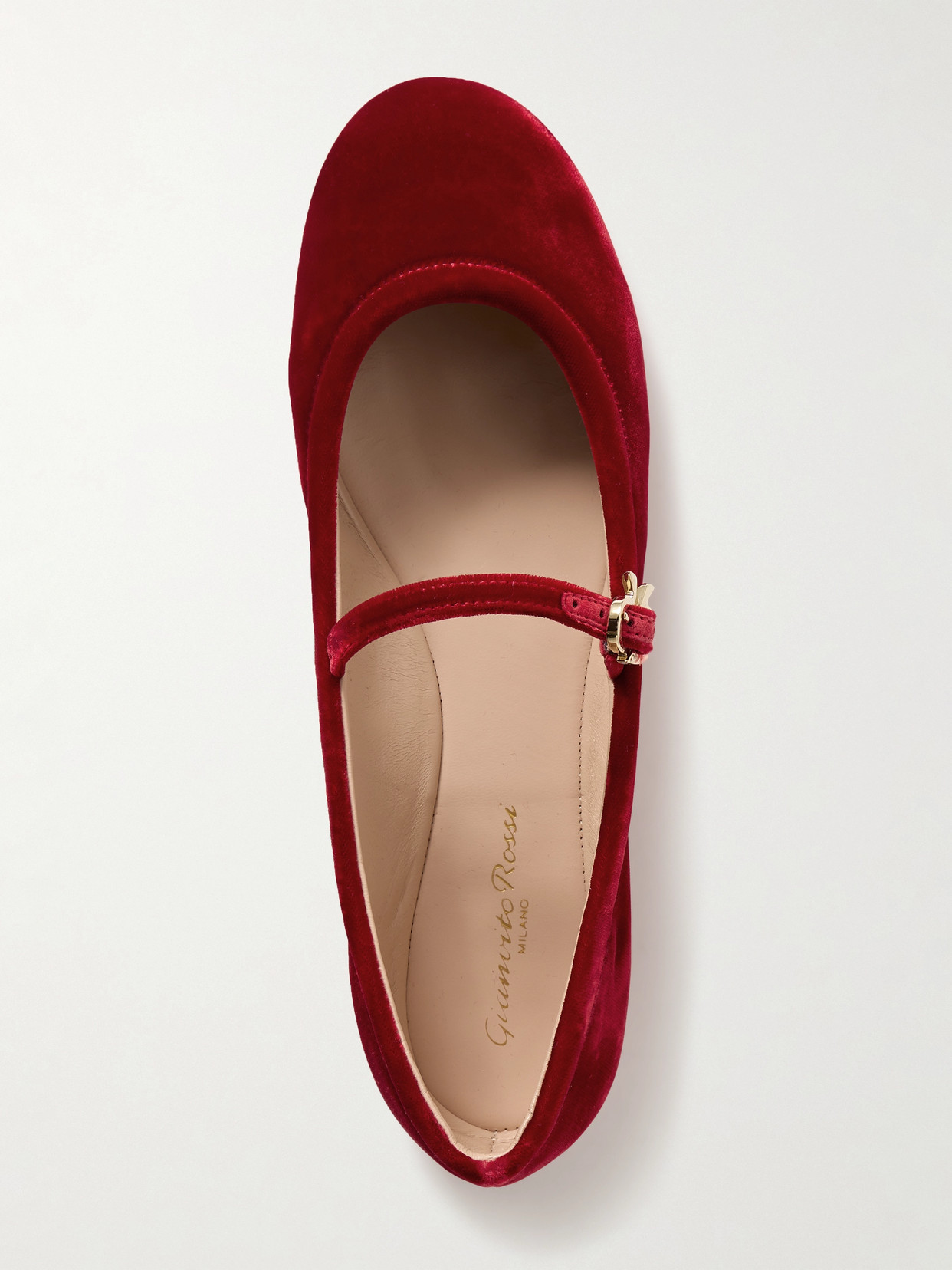 Gianvito Rossi 5mm Carla Velvet Ballerinas In Red