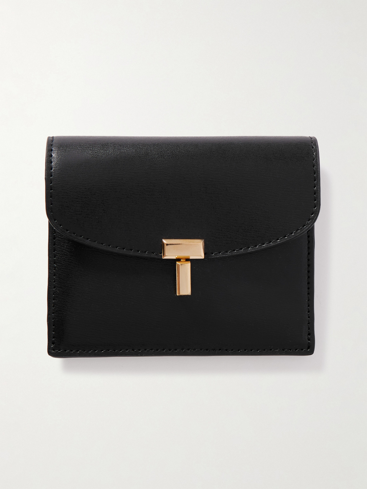 Totême T-lock Textured-leather Cardholder In Black