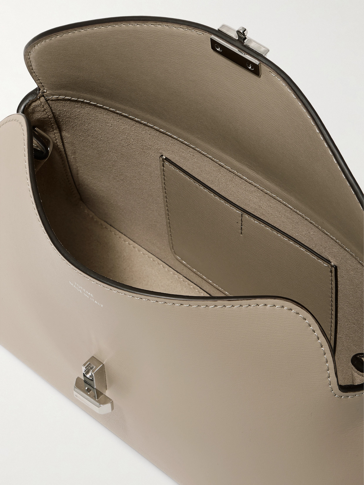 Totême T-lock Leather Clutch In Brown