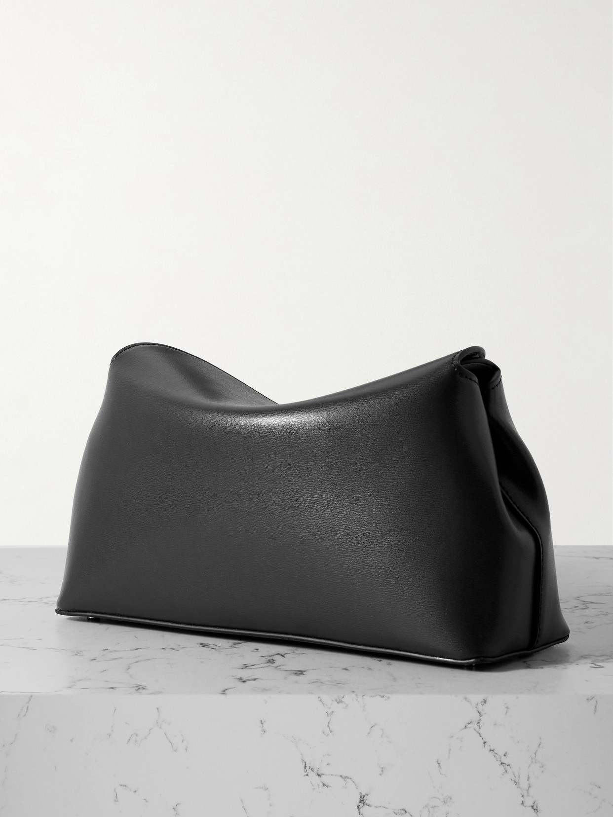 Totême T-lock Leather Clutch In Gray