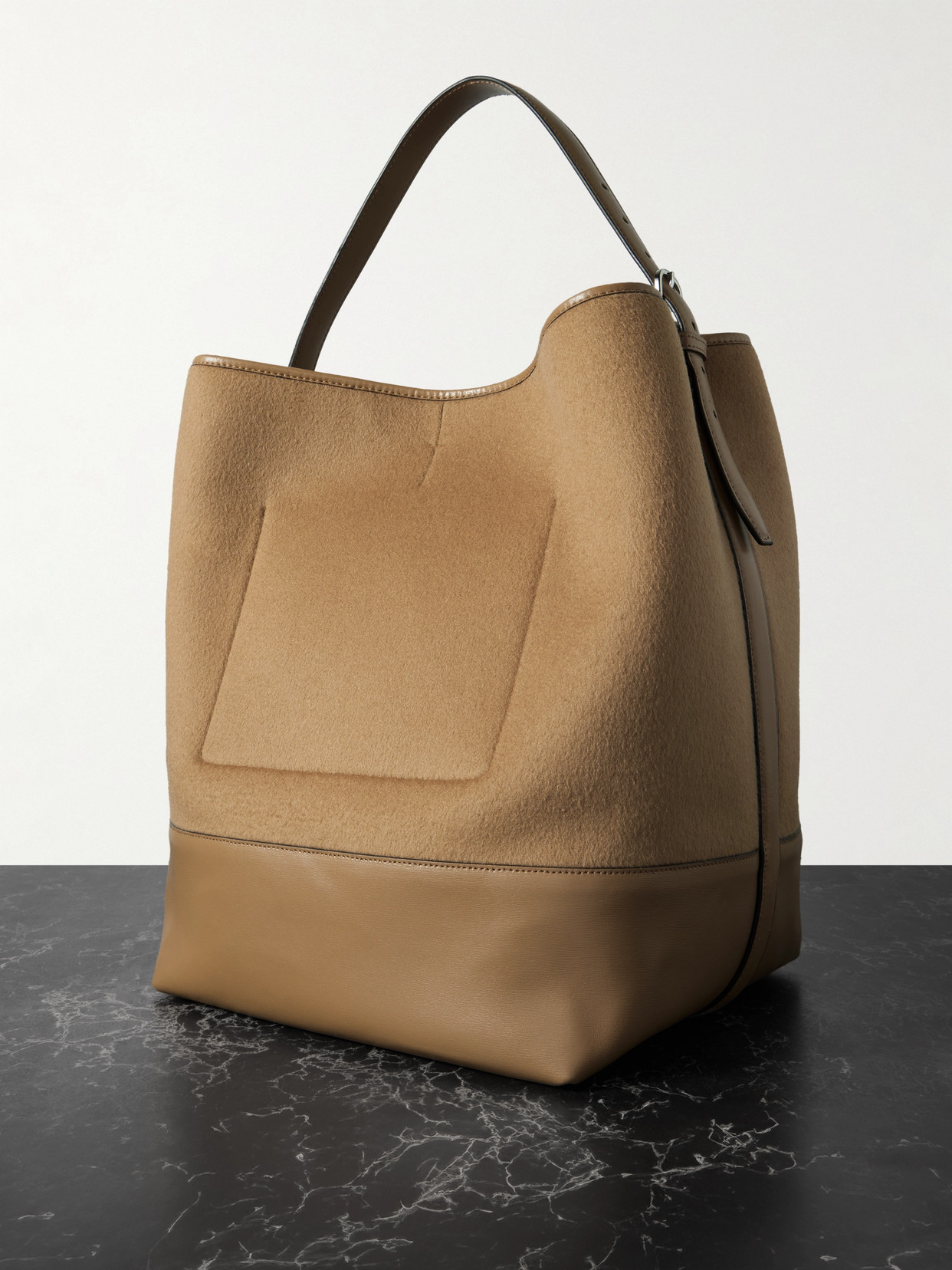 Totême Leather-trimmed Wool Tote In Brown