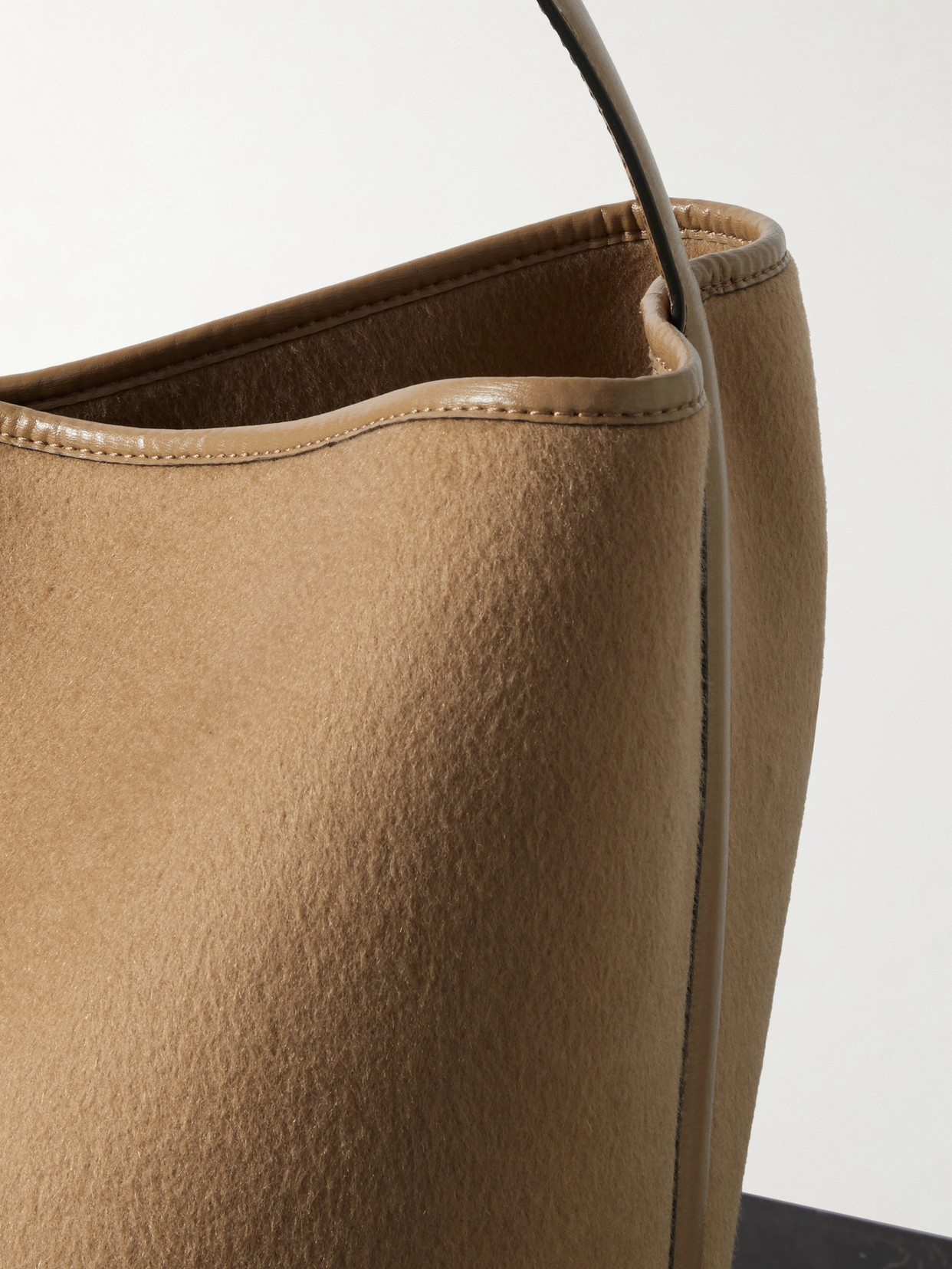 Totême Leather-trimmed Wool Tote In Brown