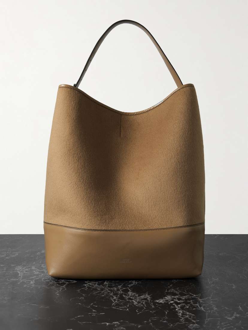 TOTEME Leather-trimmed Wool Tote