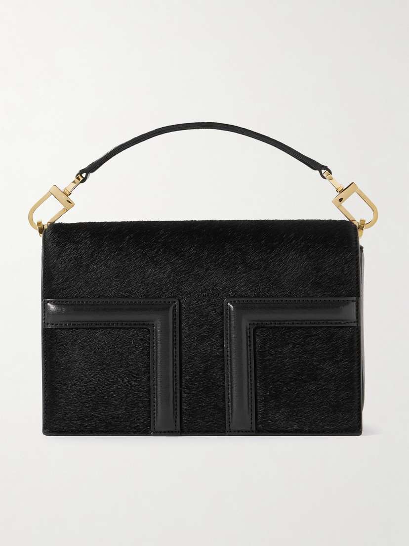 TOTEME Mini T-flap Leather-trimmed Calf Hair Shoulder Bag