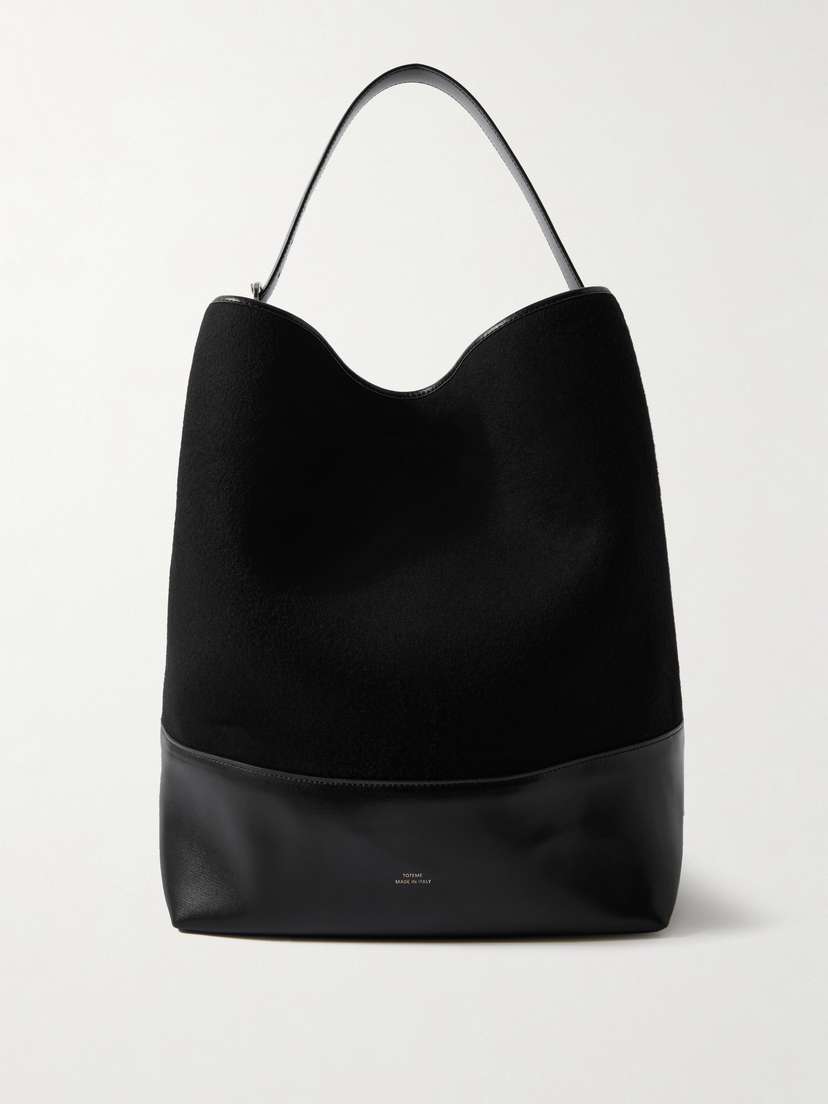 TOTEME Leather-trimmed Suede Tote