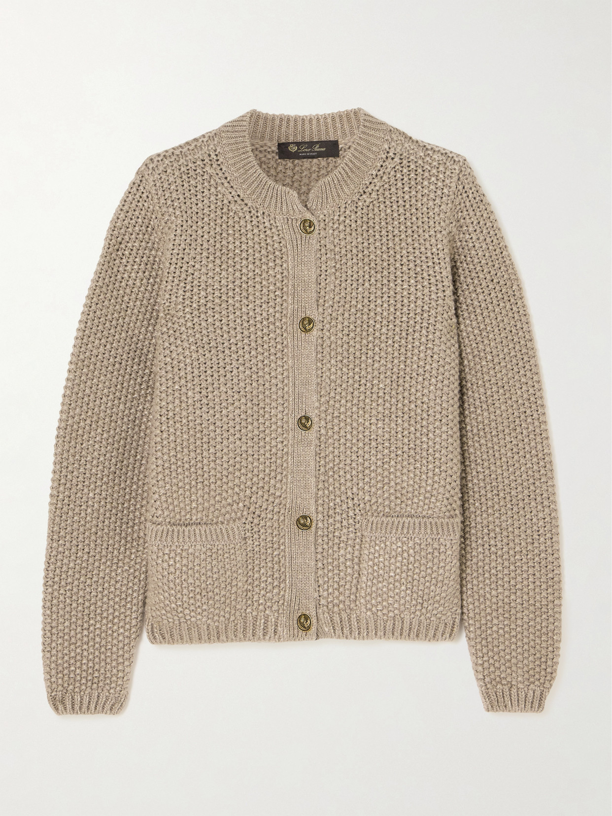 Loro Piana Baranca Embellished Linen And Cashmere-blend Cardigan In Brown