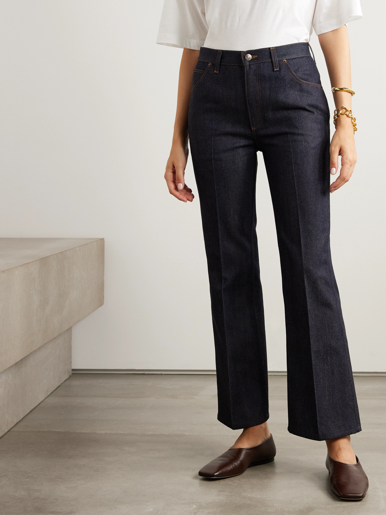 Faron Cotton And Cashmere-Blend Denim Bootcut Jeans