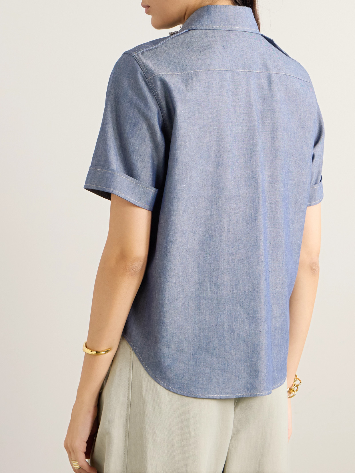 Annalisa Cotton And Cashmere-Blend Chambray Shirt