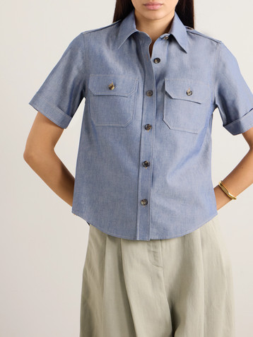 Loro Piana Annalisa cotton and cashmere-blend chambray shirt