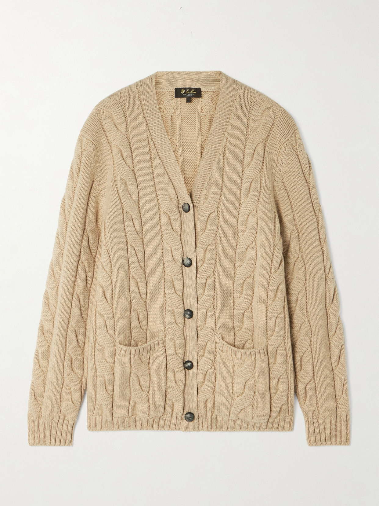 Loro Piana Napier Cable-knit Cashmere Cardigan In Neutrals