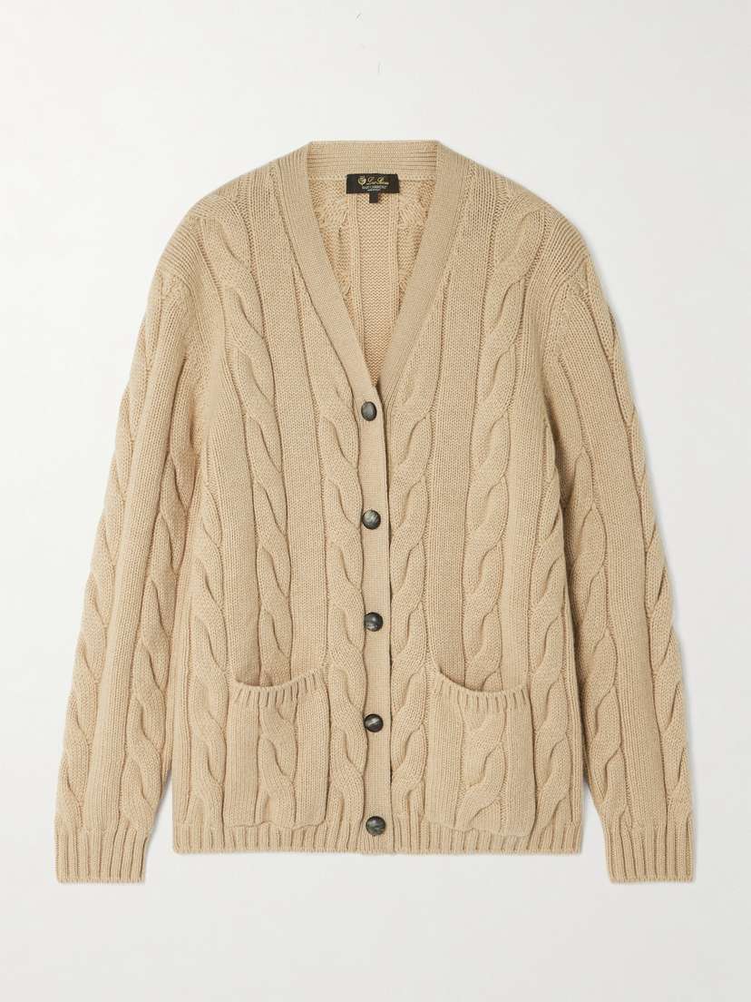 Loro Piana Napier Cable-knit Cashmere Cardigan