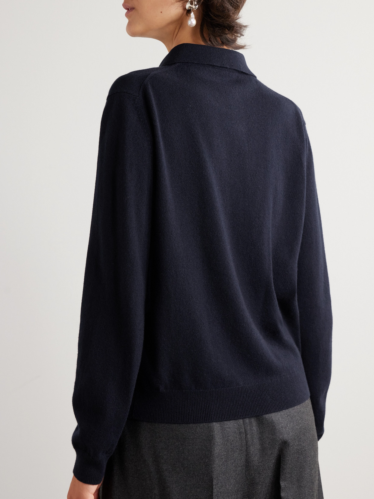 Loro Piana Cashmere Polo Sweater In Blue