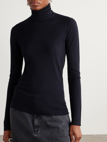 Loro Piana Taupo ribbed-knit wool tutleneck sweater