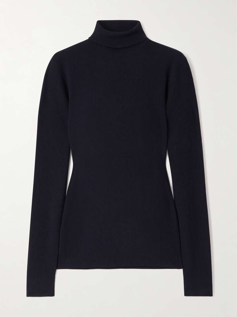 Loro Piana Taupo Ribbed-knit Wool Tutleneck Sweater