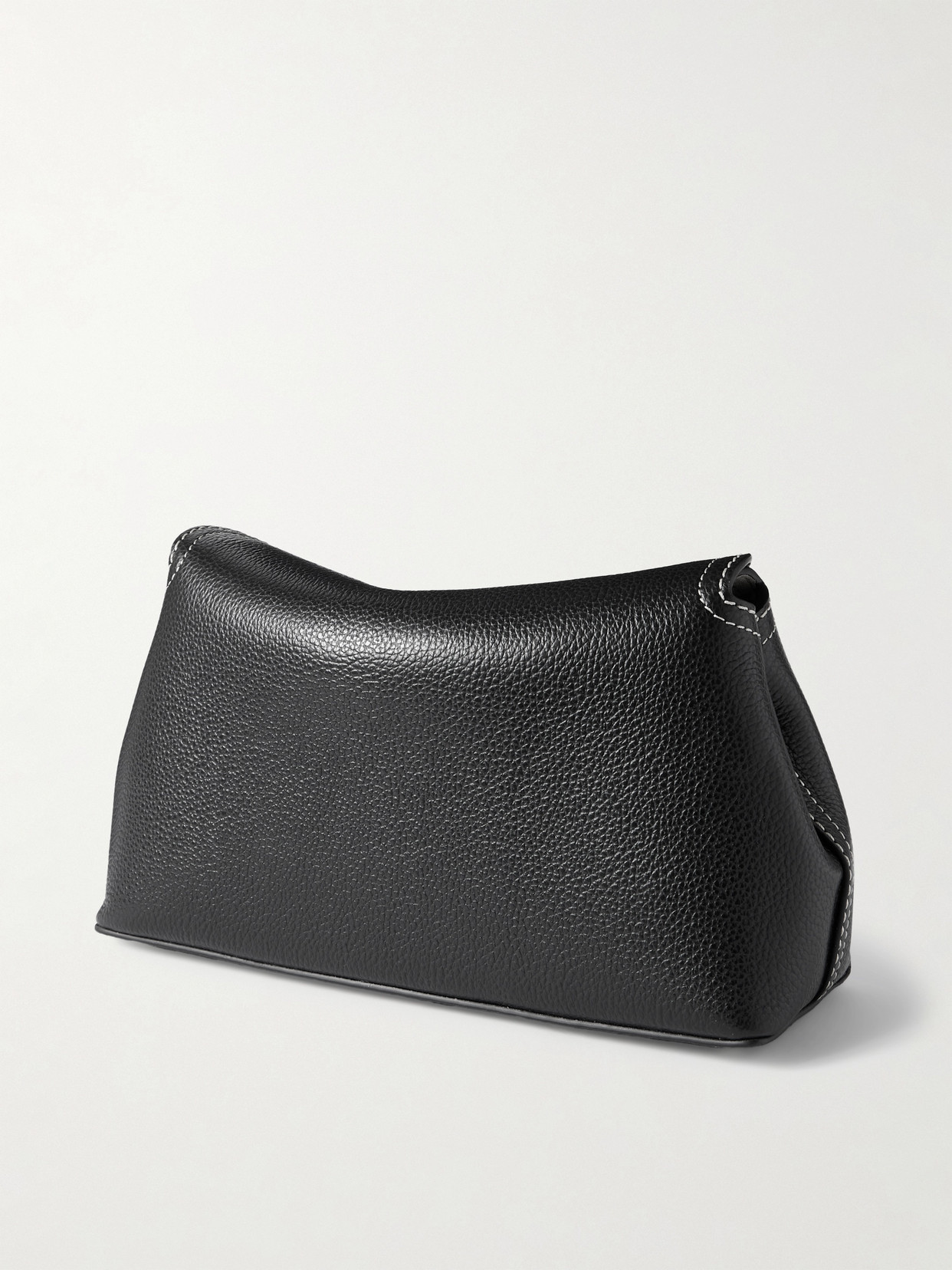 Totême T-lock Textured-leather Clutch In Black