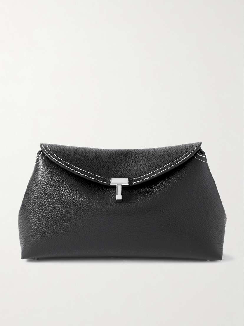 TOTEME T-lock Textured-leather Clutch