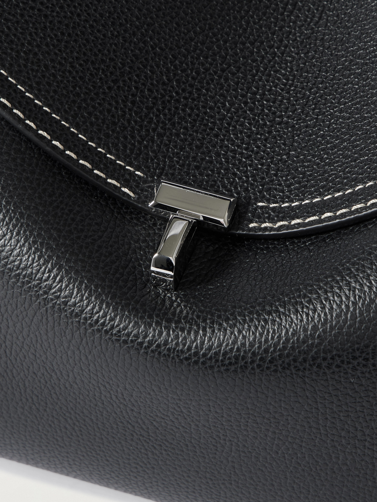 Totême T-lock Textured-leather Shoulder Bag In Black