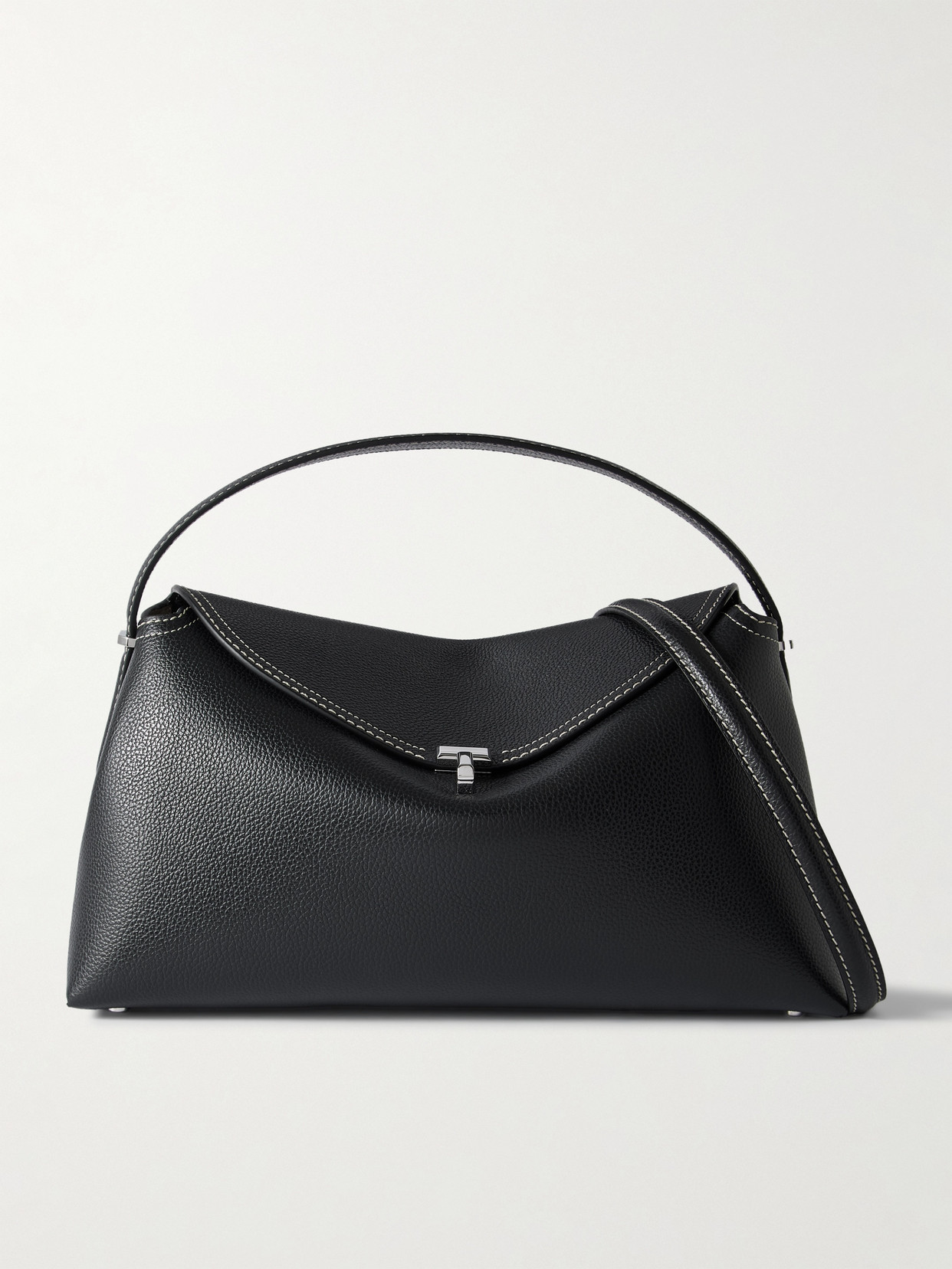 TOTEME - T-lock Textured-leather Shoulder Bag - Black