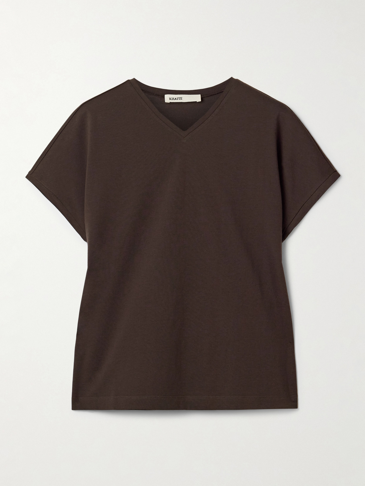 KHAITE - Devra Cotton-blend Jersey T-shirt - Brown