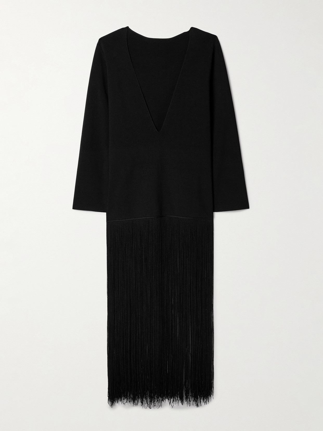 KHAITE - Paley Fringed Ribbed-knit Gown - Black