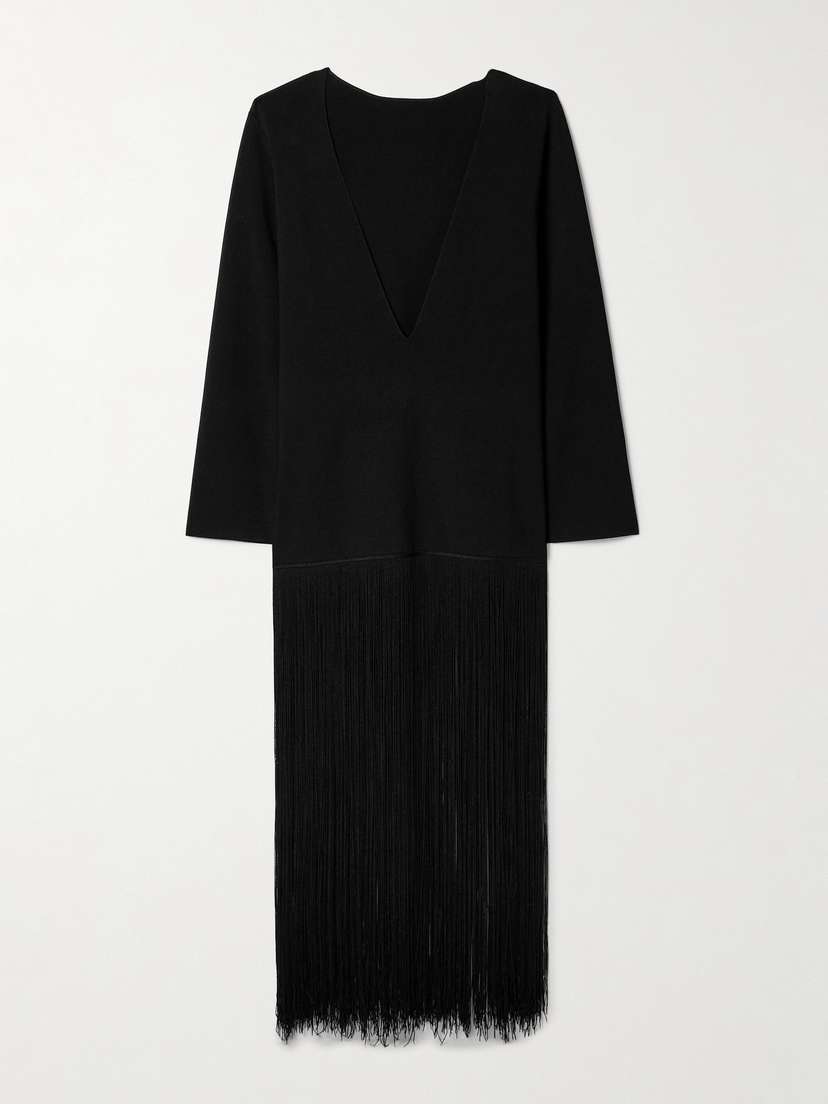 Khaite Paley Fringed Ribbed-knit Gown