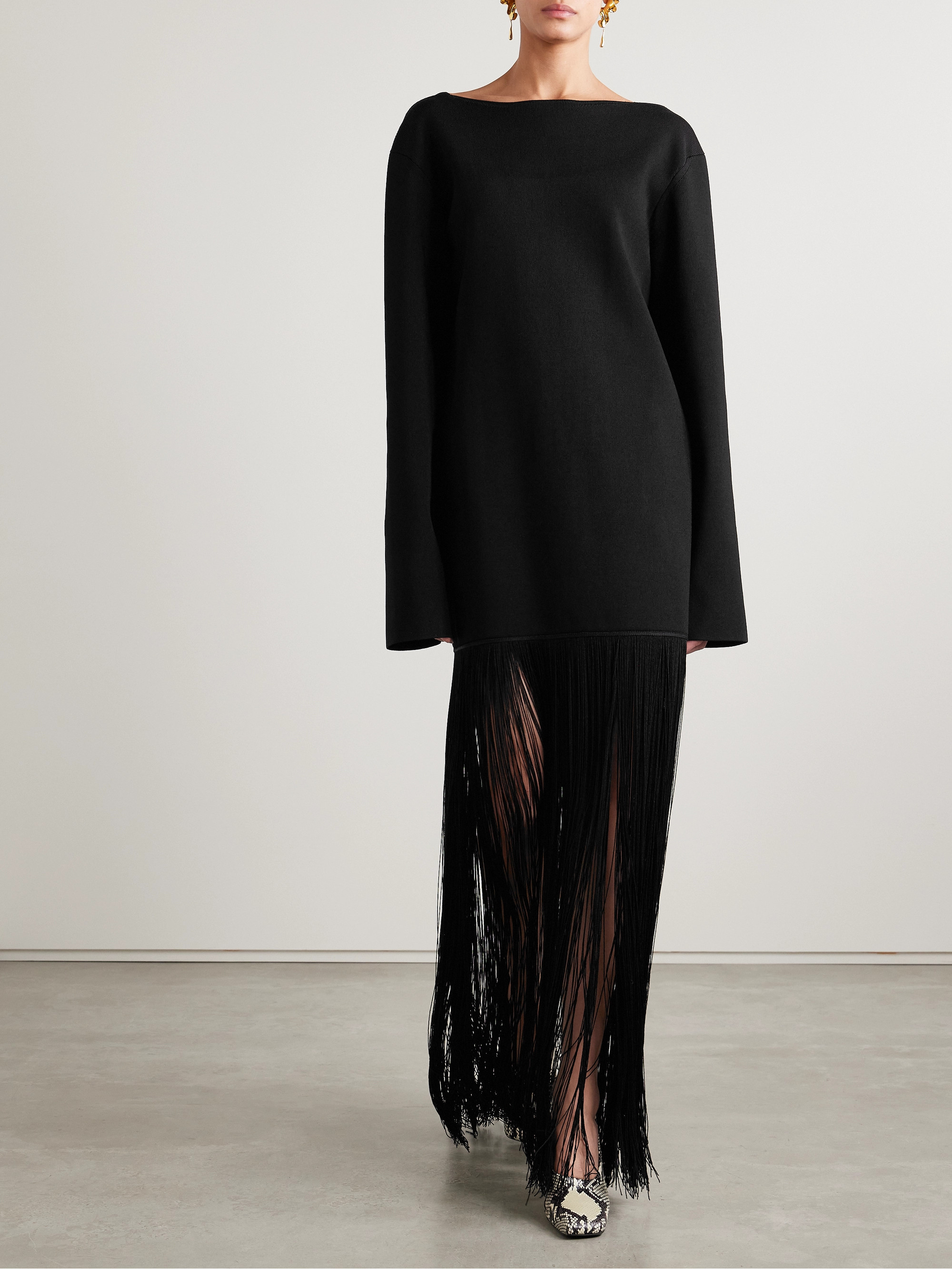KHAITE - Paley fringed ribbed-knit gown | Plush