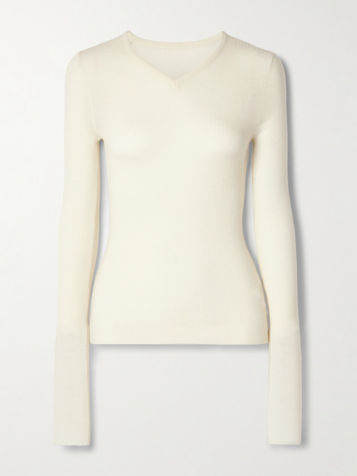 Khaite Tania Ribbed Wool-blend Top In Yellow