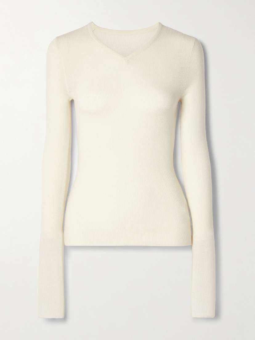 Khaite Tania Ribbed Wool-blend Top