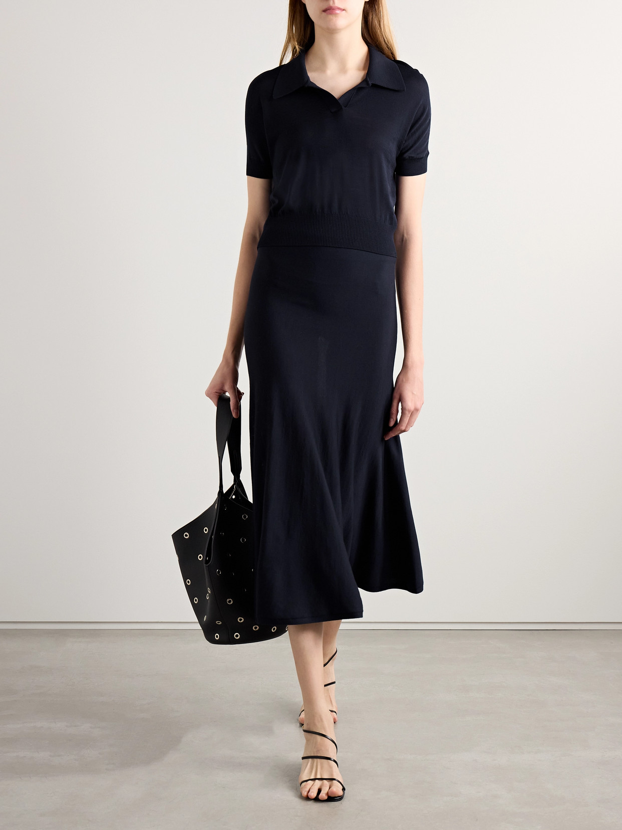 Khaite Mayu Wool-blend Midi Skirt In Black