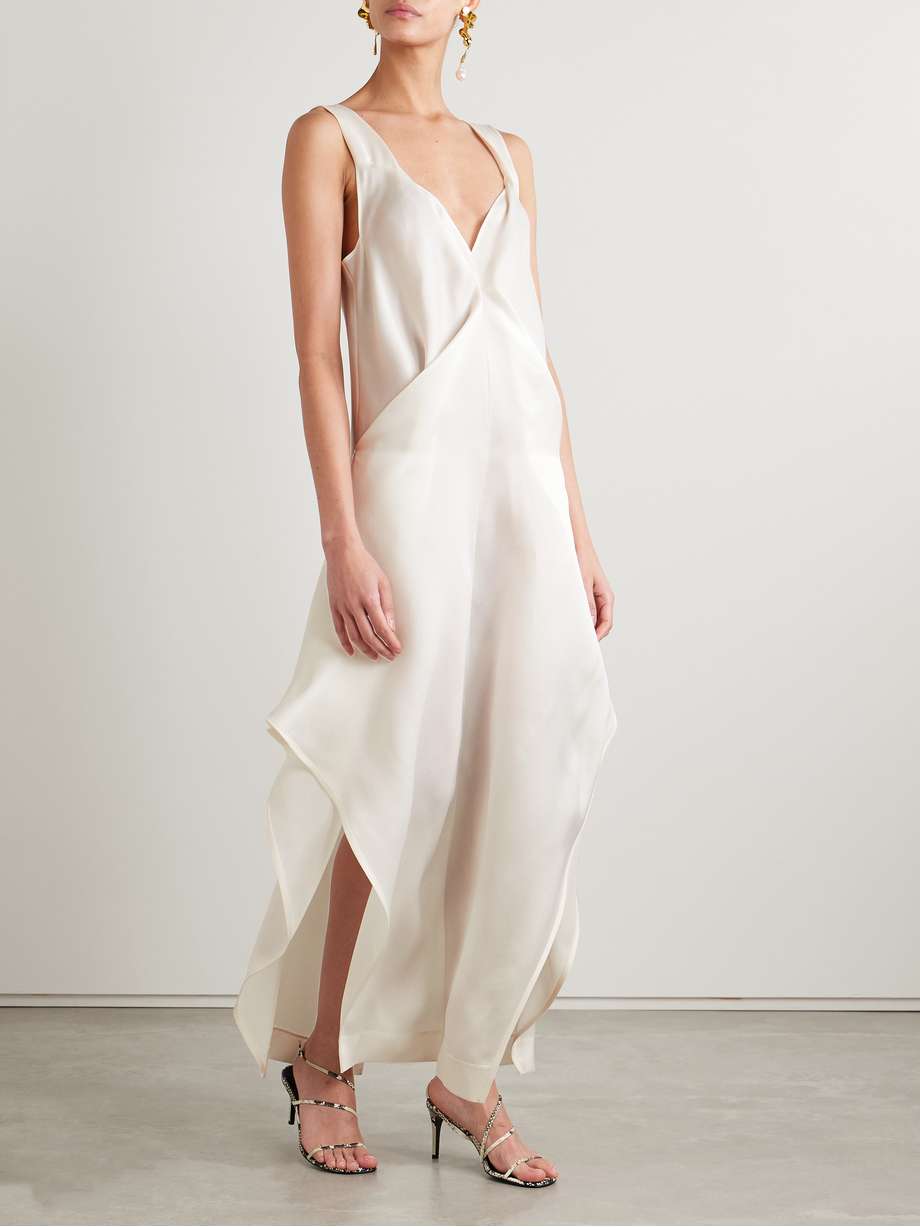 kenith draped cotton-taffeta gown