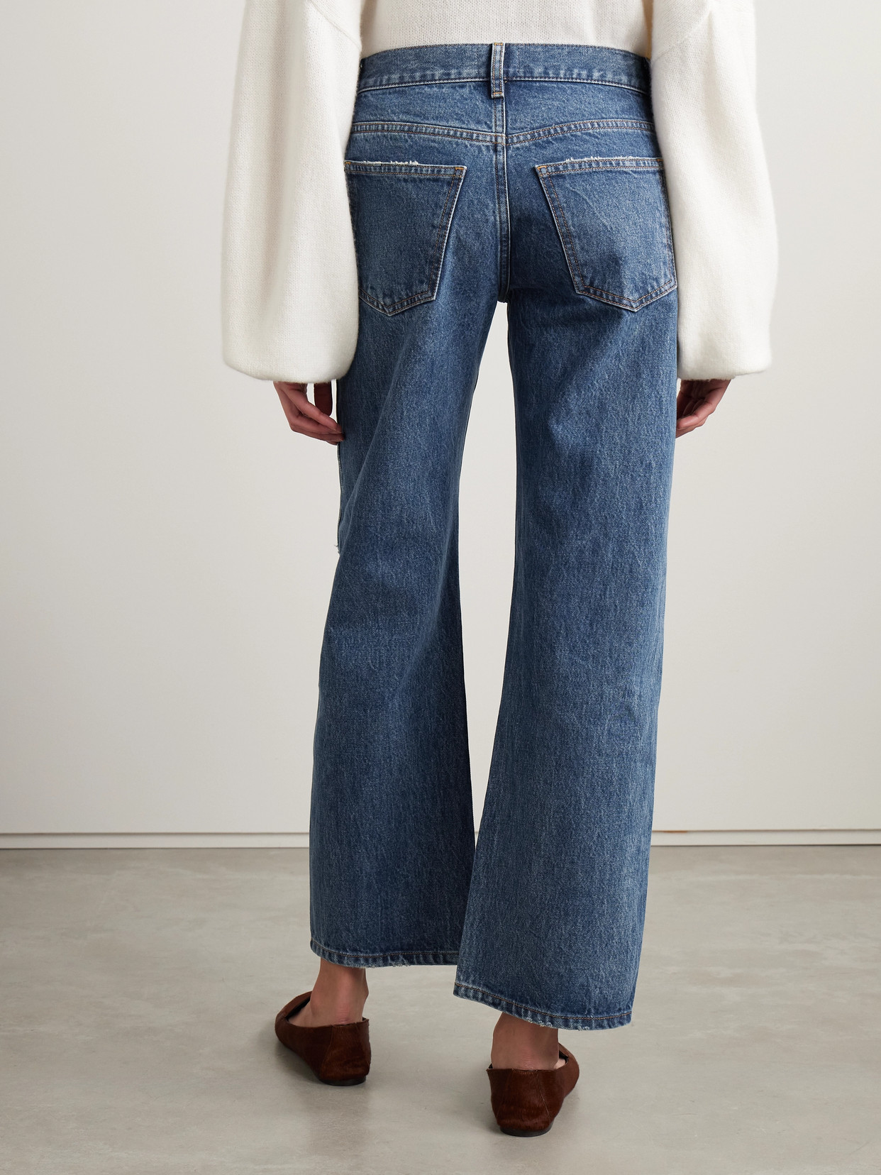 Khaite Kerrie Distressed Low-rise Straight-leg Jeans In Blue