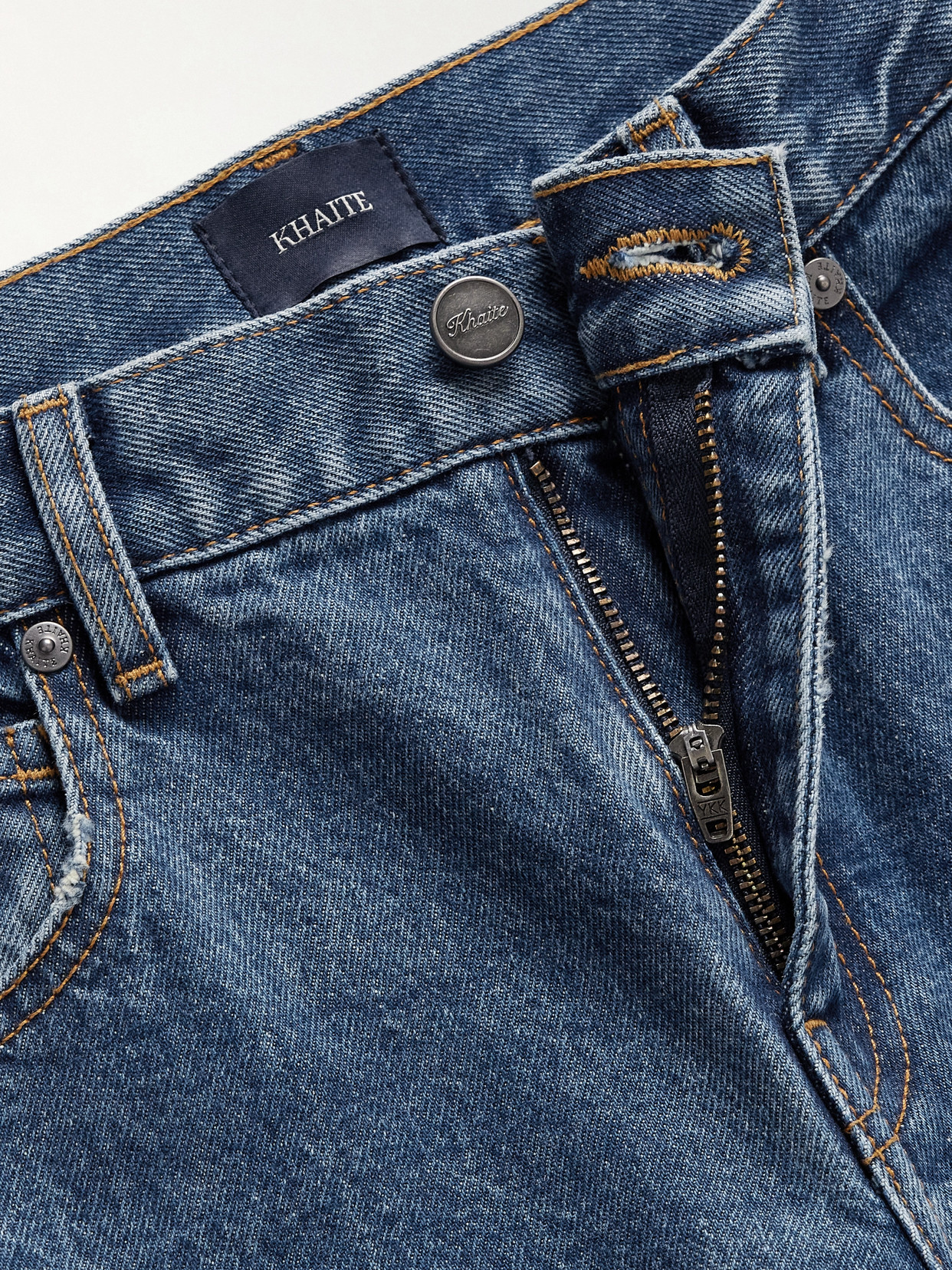 Khaite Kerrie Distressed Low-rise Straight-leg Jeans In Blue