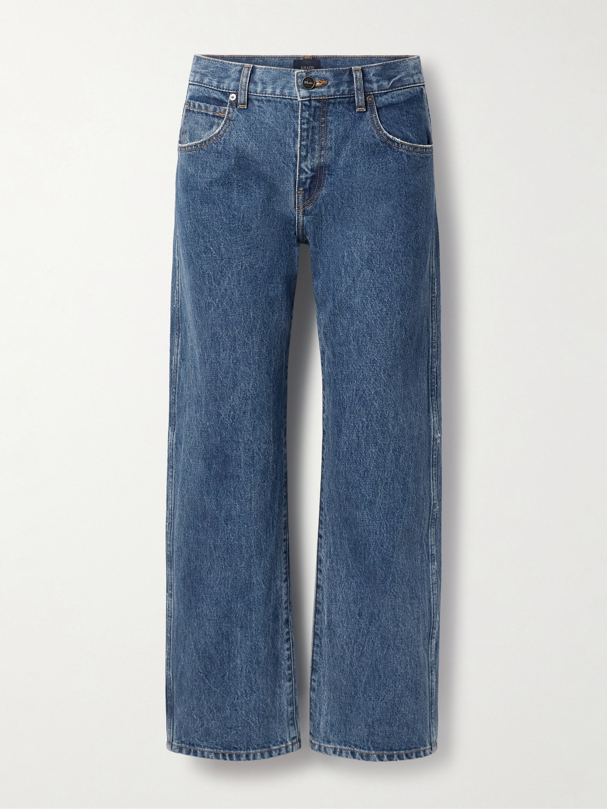 Khaite Kerrie Distressed Low-rise Straight-leg Jeans In Blue