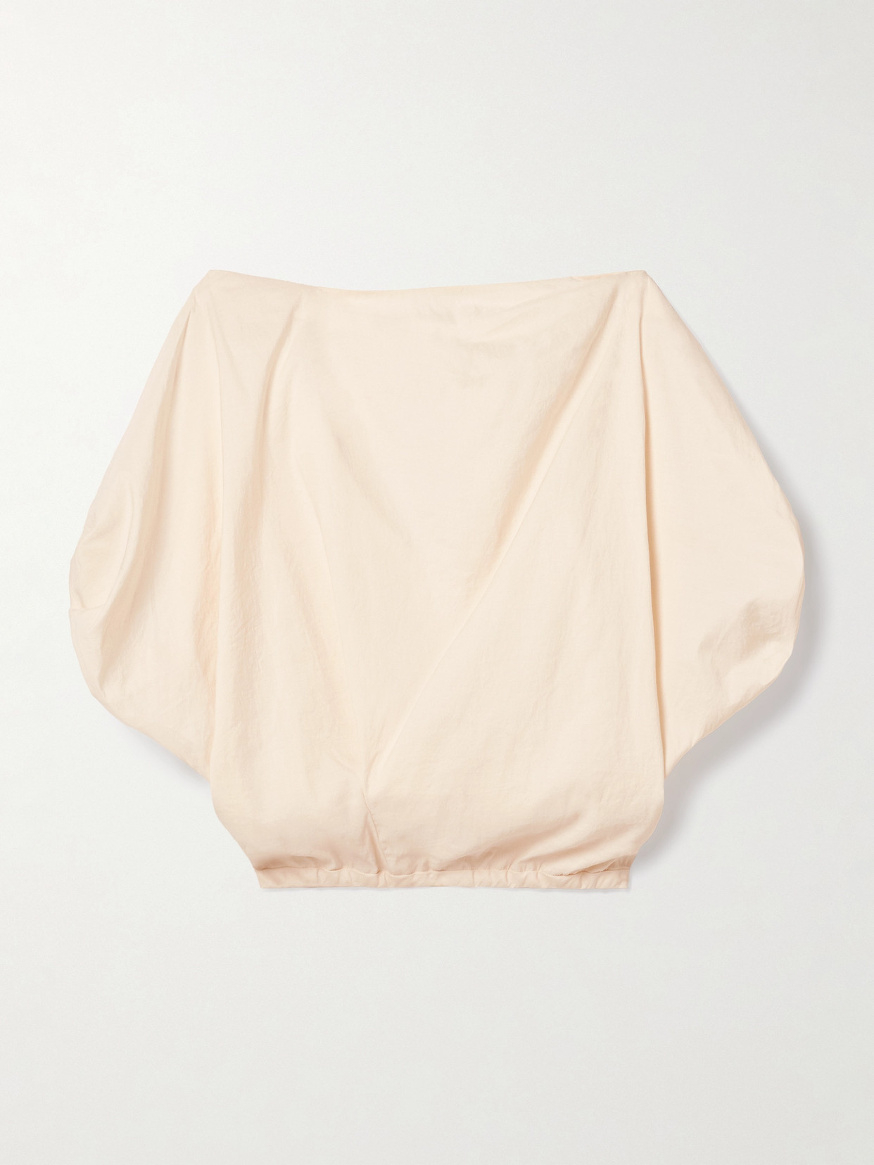 Khaite Niles Cropped Draped Silk And Cotton-blend Twill Top In Ecru